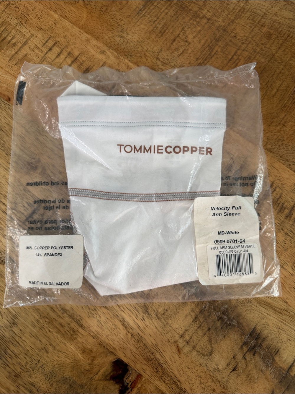 TOMMIE COPPER Velocity Full Arm Sleeve- White Medium